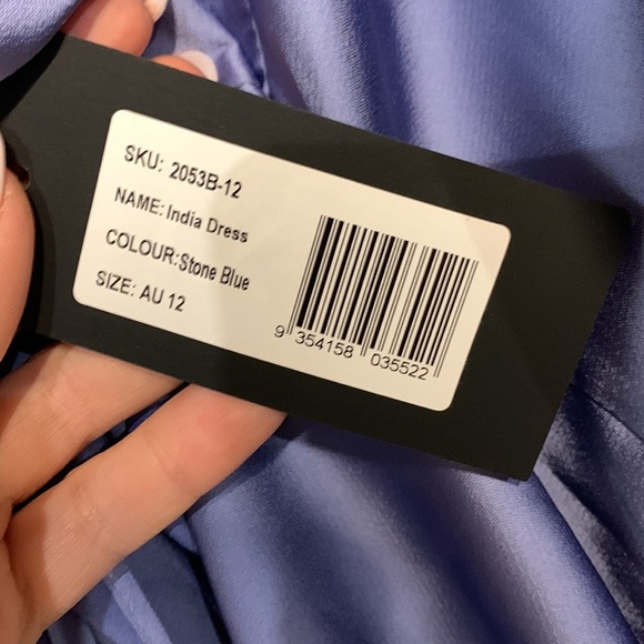 STUDIO LEXI INDIA DRESS STONE BLUE MAXI OPEN BACK SATIN NEW WITH TAGS 8 - Picture 9 of 15